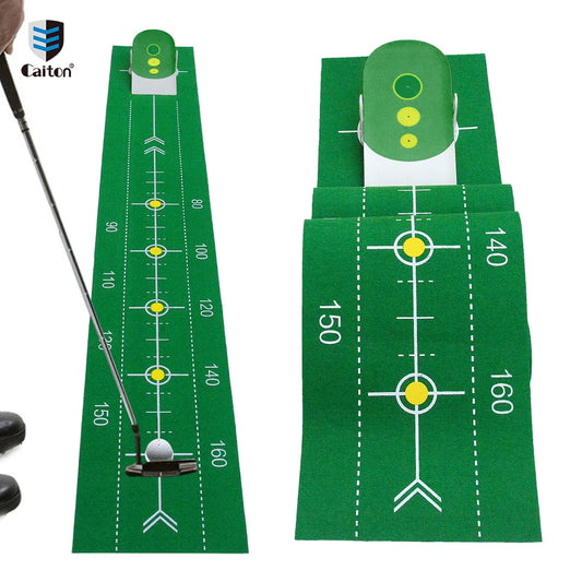 Golf Putting Mat: Portable Foldable Design, 6 Adjustable Slopes, Realistic Indoor Green with Auto Ball Return