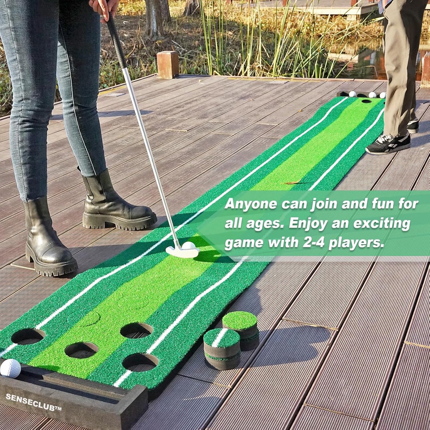 Indoor Putting Green, Foldable Putting Mat Golf Game Set, Golf Gifts for Men with Ball-Collect System