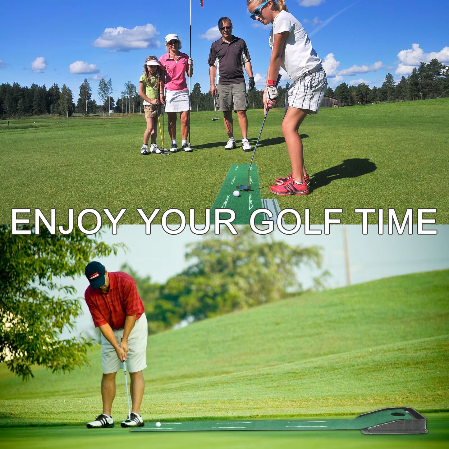 Indoor Golf Putting Mat with Auto-Ball Return and Alignment Guides Golf Putting Green