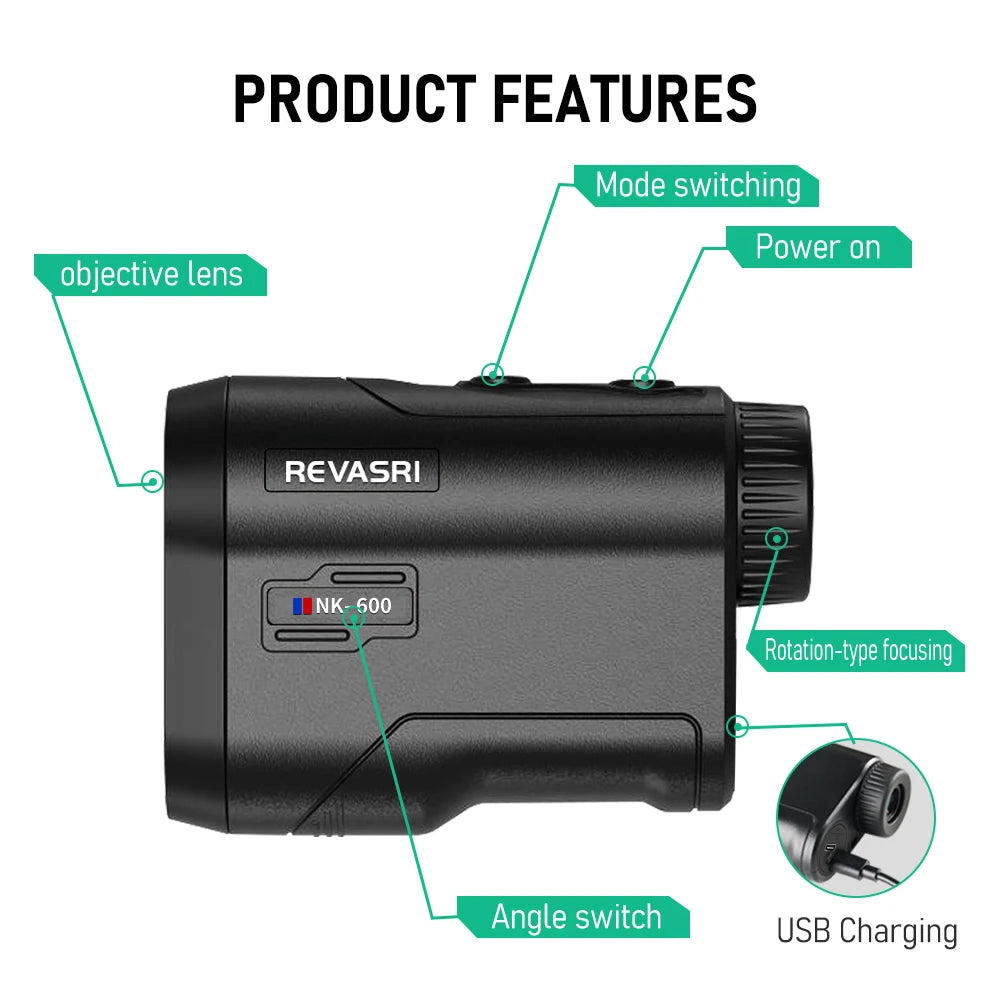 Golf Laser Rangefinder with Slope and Flag Lock 600/1000M Telescope Distance Meter Monocular for Golfing Hunting Survey