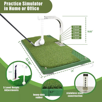 Golf Swing Trainer - Golf Training Equipment with 5 Height Adjustments - Iron and Club Practice Simulator in Home & Indoor - Portable Golf Swing Practice Mat, True Impact