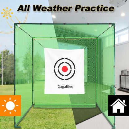 Golf Cage Net with Steel Frame and Target: 10X10X10FT Heavy Duty Practice Net for Backyard Driving & Indoor Driving Range Outdoor Training