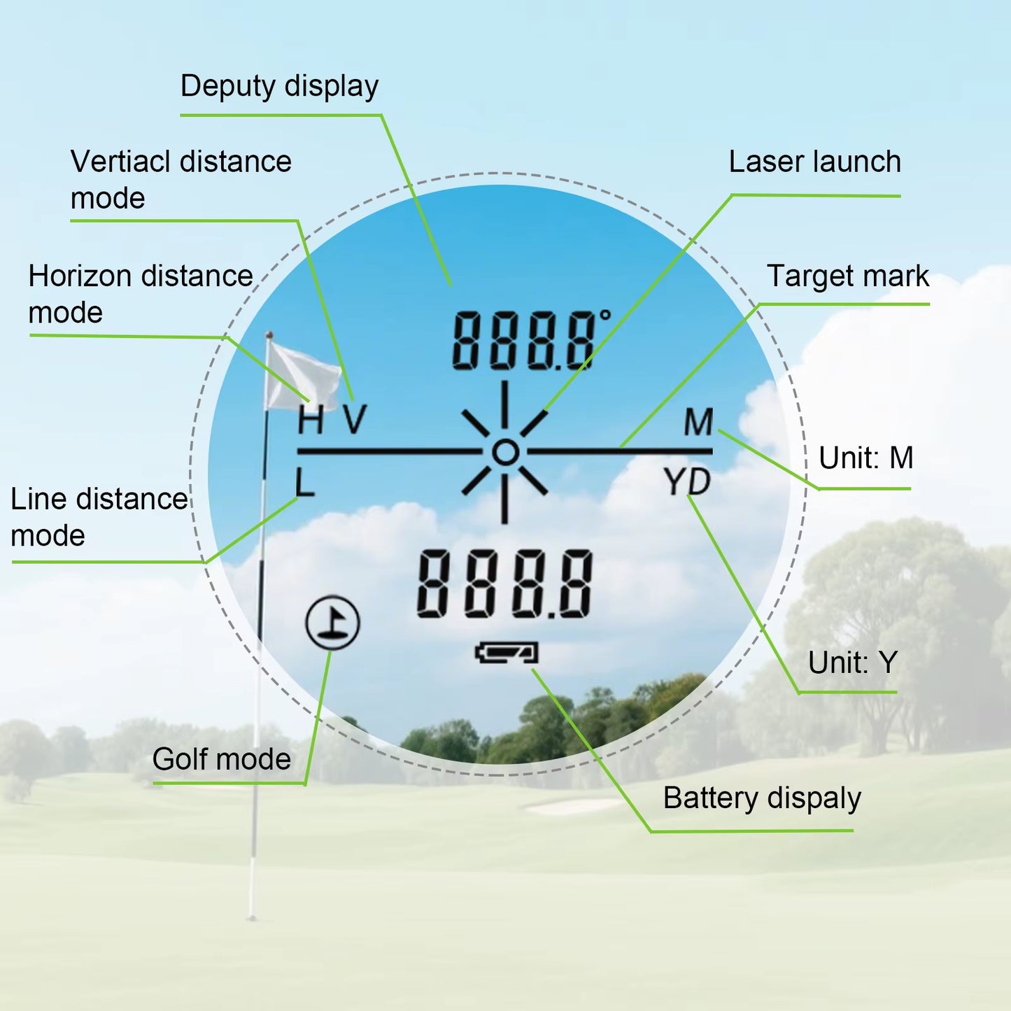 Golf Laser Rangefinder 1000M 650M Telescope with Flag-Lock Slope Pin Distance Meter for Hunting Monocular
