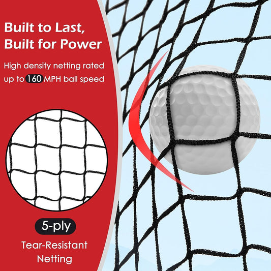 Golf Net, 10X7Ft Heavy Duty Golf Practice Nets with Mat, Target Cloth, 8 Tees, 6 Balls, Carry Bag for Backyard Driving Chipping Indoor Outdoor Training