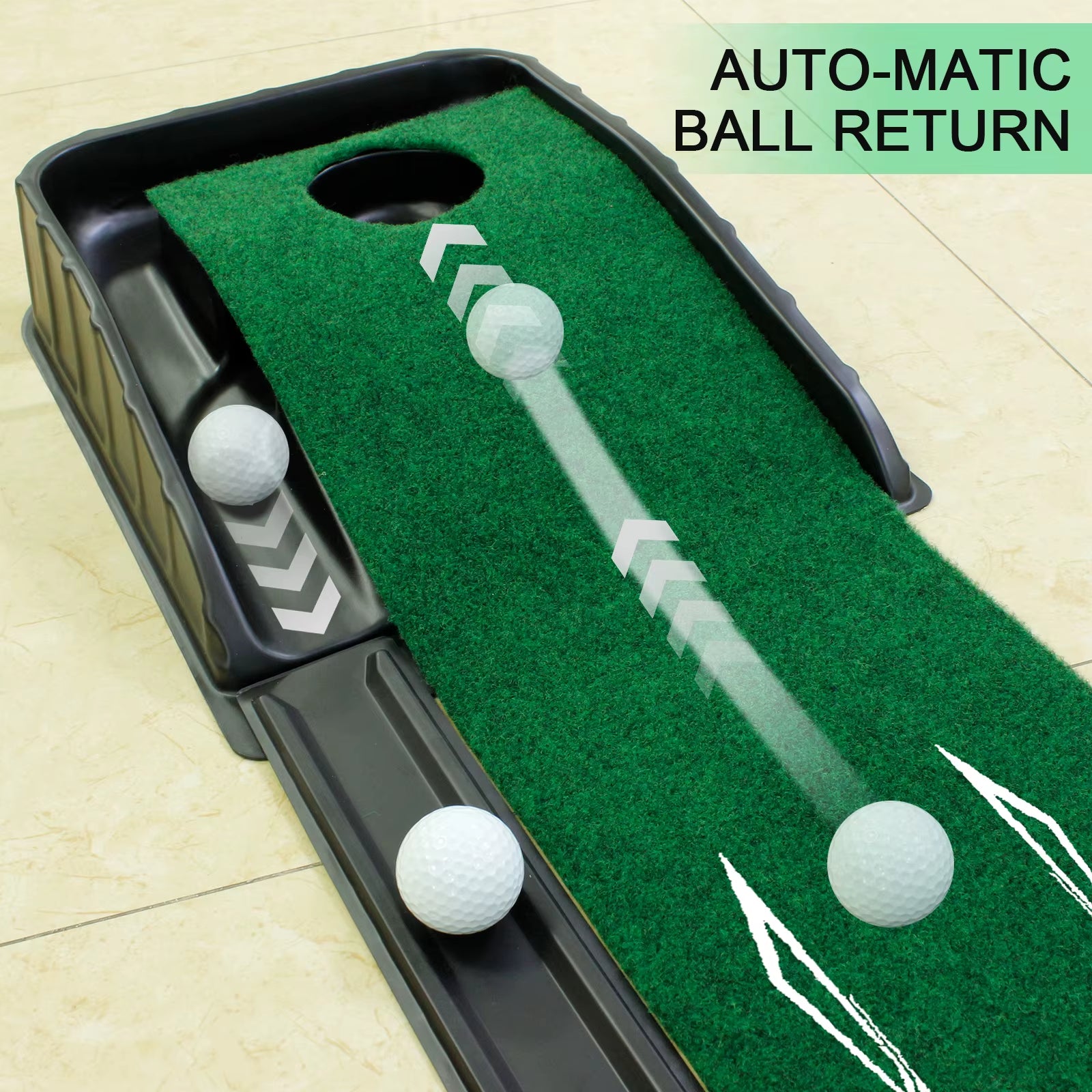 Indoor Golf Putting Mat with Auto-Ball Return and Alignment Guides Golf Putting Green