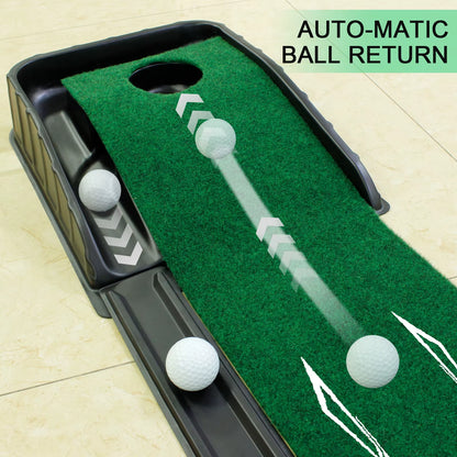 Indoor Golf Putting Mat with Auto-Ball Return and Alignment Guides Golf Putting Green
