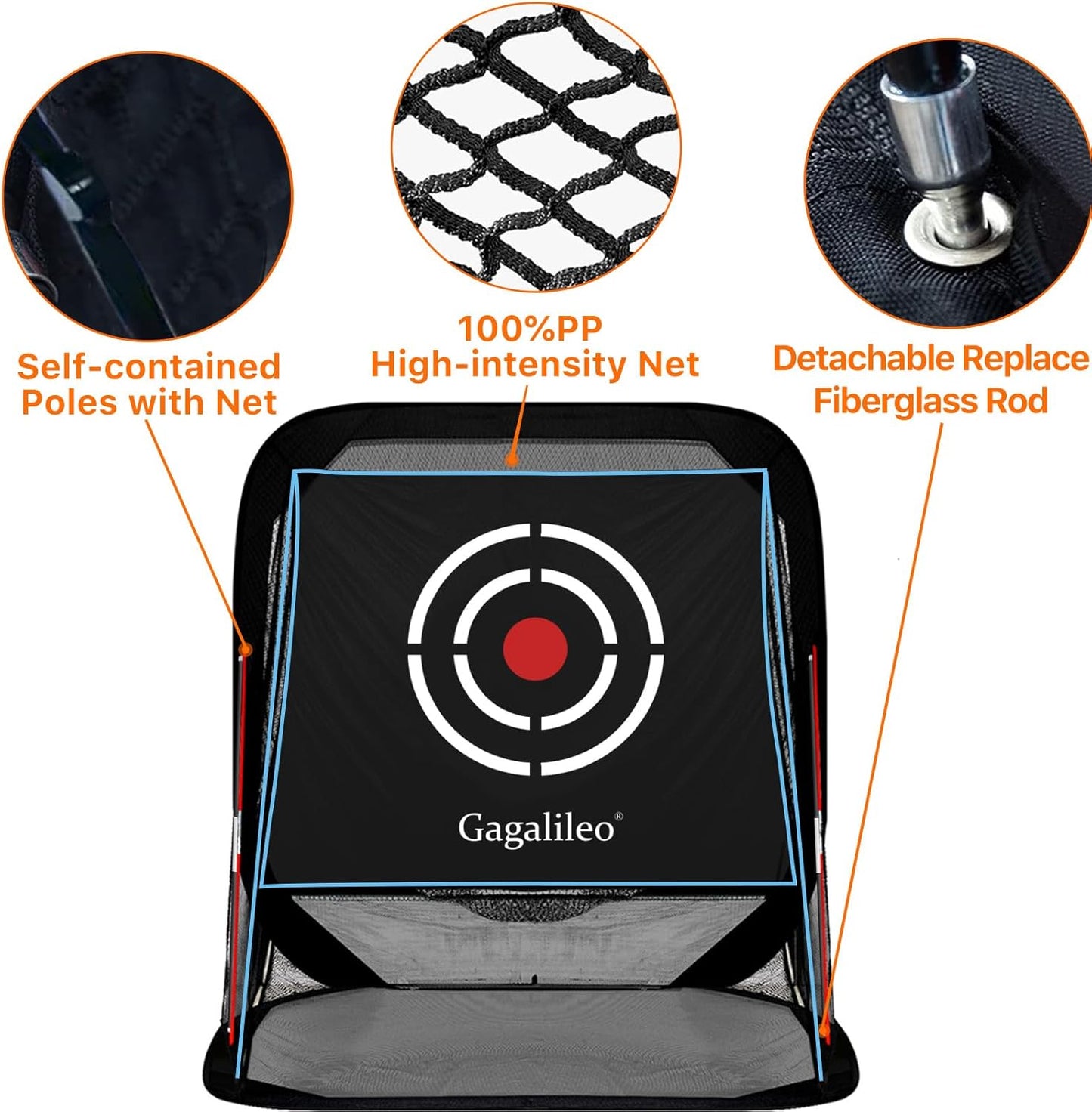 Golf Pop-Up Hitting Cage: 8X7X7Ft Practice Net with Target Portable Backyard Garage Training for Driving Chipping Swing Beginners & Golf Enthusiasts