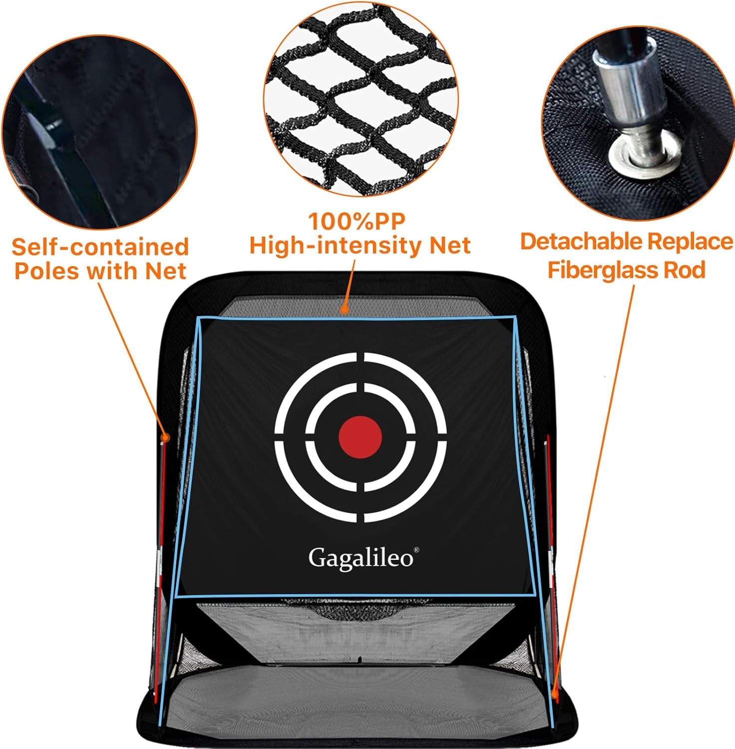 Golf Pop-Up Hitting Cage: 8X7X7Ft Practice Net with Target Portable Backyard Garage Training for Driving Chipping Swing Beginners & Golf Enthusiasts