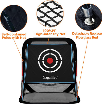 Golf Pop-Up Hitting Cage: 8X7X7Ft Practice Net with Target Portable Backyard Garage Training for Driving Chipping Swing Beginners & Golf Enthusiasts