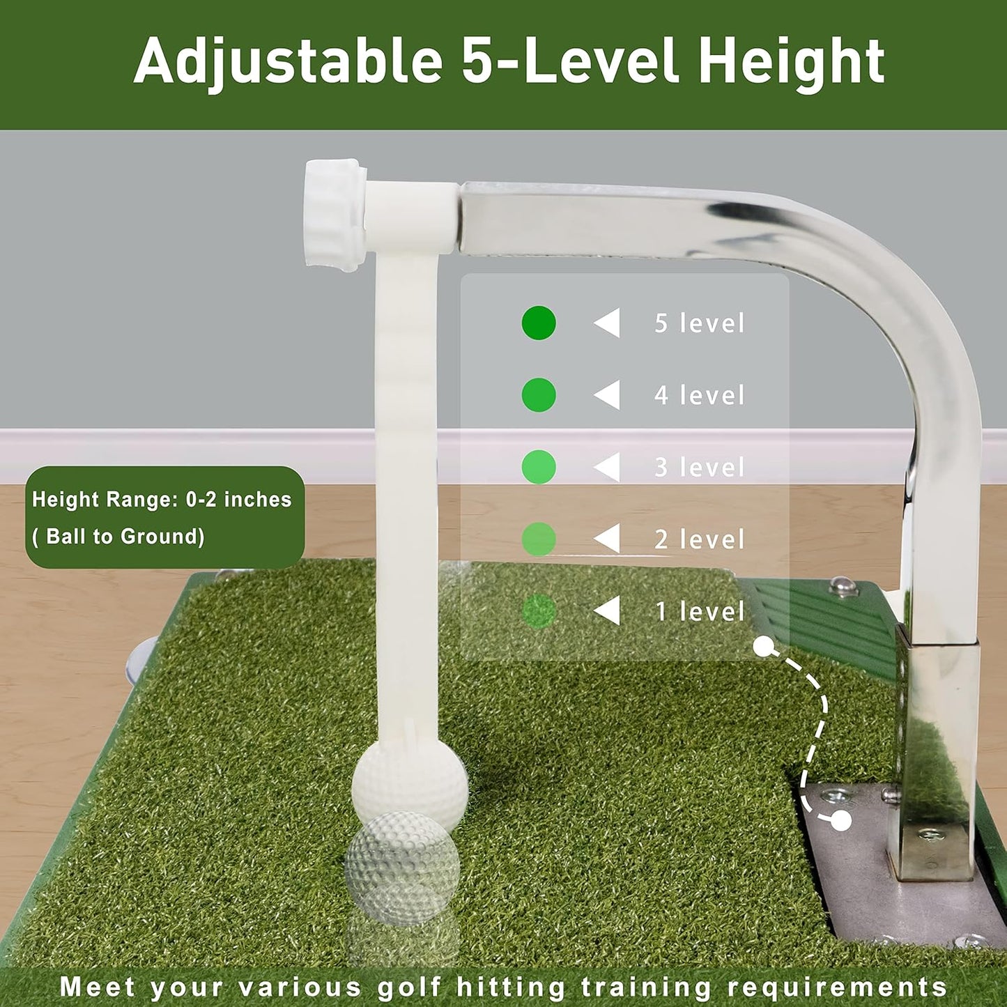 Golf Swing Trainer - Golf Training Equipment with 5 Height Adjustments - Iron and Club Practice Simulator in Home & Indoor - Portable Golf Swing Practice Mat, True Impact