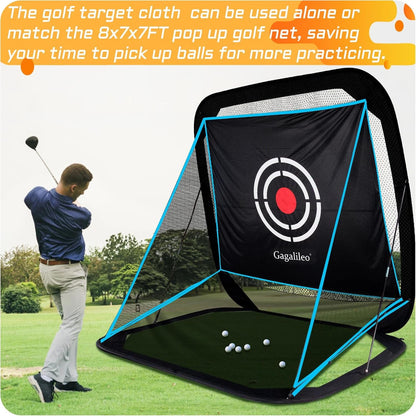 Golf Pop-Up Hitting Cage: 8X7X7Ft Practice Net with Target Portable Backyard Garage Training for Driving Chipping Swing Beginners & Golf Enthusiasts