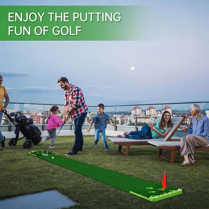 Golf Pong Hitting & Putting Mats with Front Border for Indoor & Outdoor, 8 Pieces