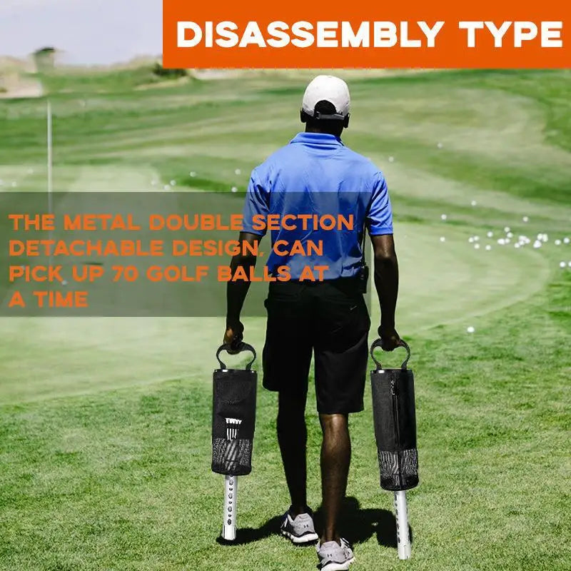 Golf Ball Picker Easy to Disassemble Upper and Lower Mesh Bags and Aluminum BS004