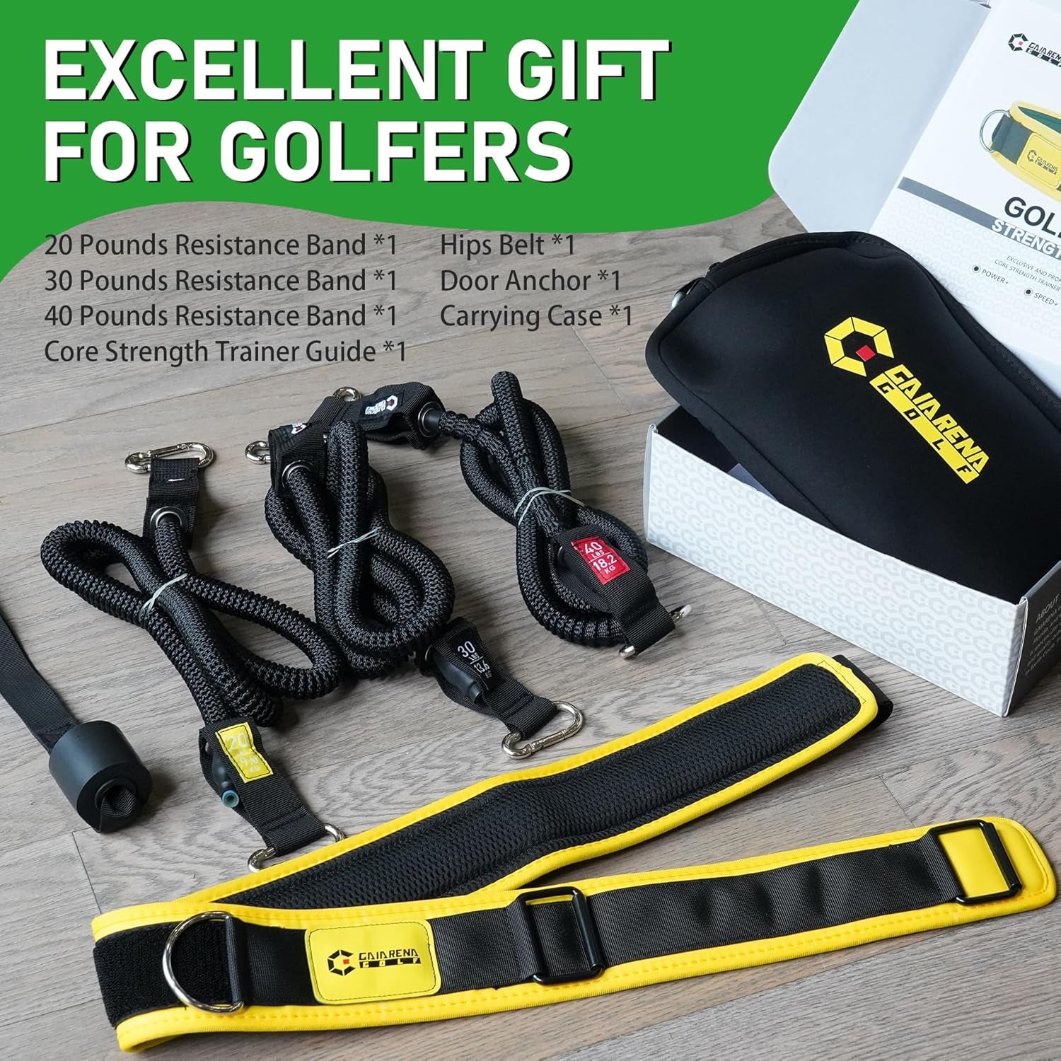 olf Core Strength Trainer Swing Power Training Equipment, Golfing Exercise Resistance Bands Indoor Golf Fitness Equipment to Improve Speed Strength Flexibility Rotation Swing Posture