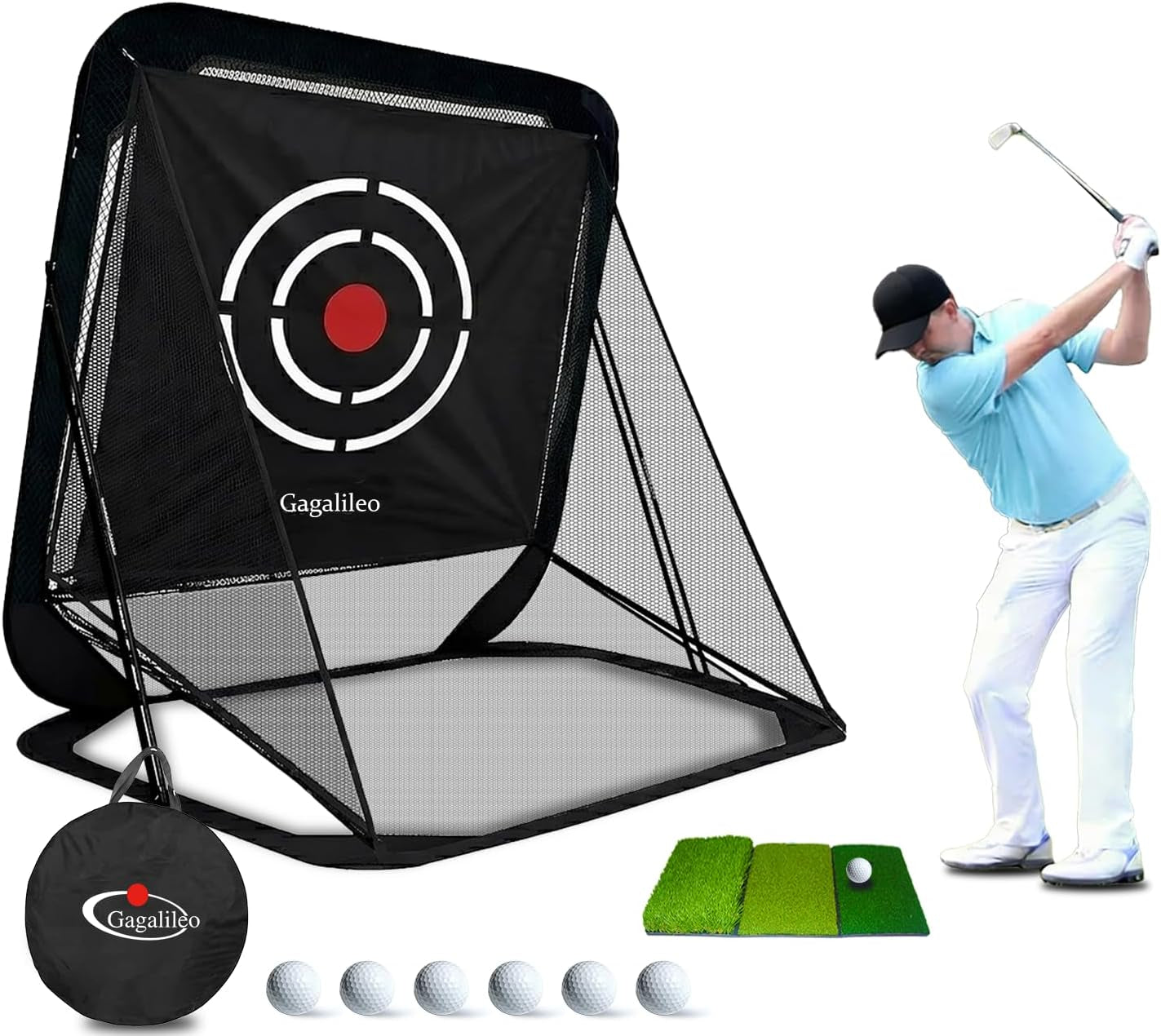 Golf Pop-Up Hitting Cage: 8X7X7Ft Practice Net with Target Portable Backyard Garage Training for Driving Chipping Swing Beginners & Golf Enthusiasts