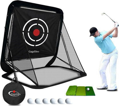 Golf Pop-Up Hitting Cage: 8X7X7Ft Practice Net with Target Portable Backyard Garage Training for Driving Chipping Swing Beginners & Golf Enthusiasts
