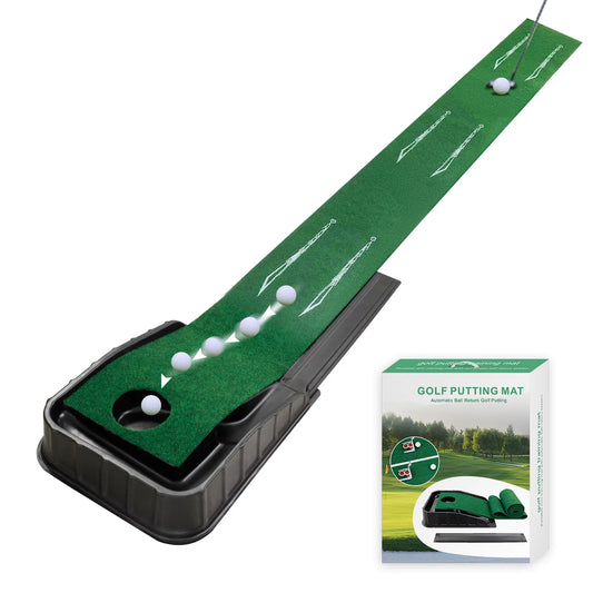 Indoor Golf Putting Mat with Auto-Ball Return and Alignment Guides Golf Putting Green