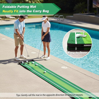Indoor Putting Green, Foldable Putting Mat Golf Game Set, Golf Gifts for Men with Ball-Collect System