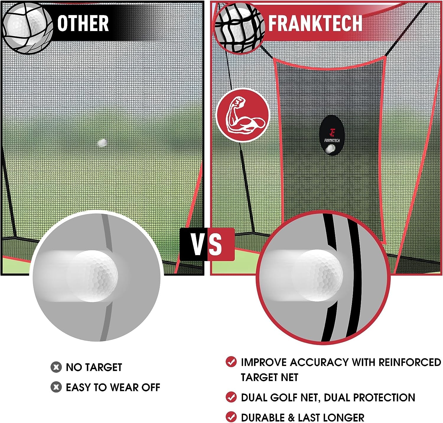 Golf Practice Net - Heavy Duty Driving Range Net with High Impact Chipping Target, Include Carry Bag and Golf Balls for Indoor Outdoor