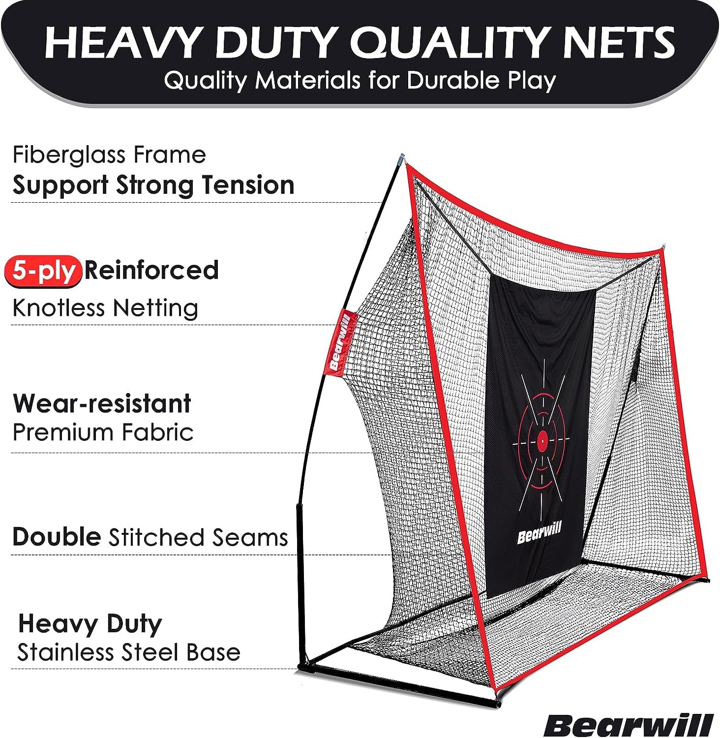 Golf Net, 10X7Ft Heavy Duty Golf Practice Nets with Mat, Target Cloth, 8 Tees, 6 Balls, Carry Bag for Backyard Driving Chipping Indoor Outdoor Training