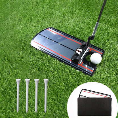 Golf Putting Alignment Mirror Portable Training Aid with 4X83Mm Wooden Tees Indoor Outdoor Practice Tool to Improve Putting Accu