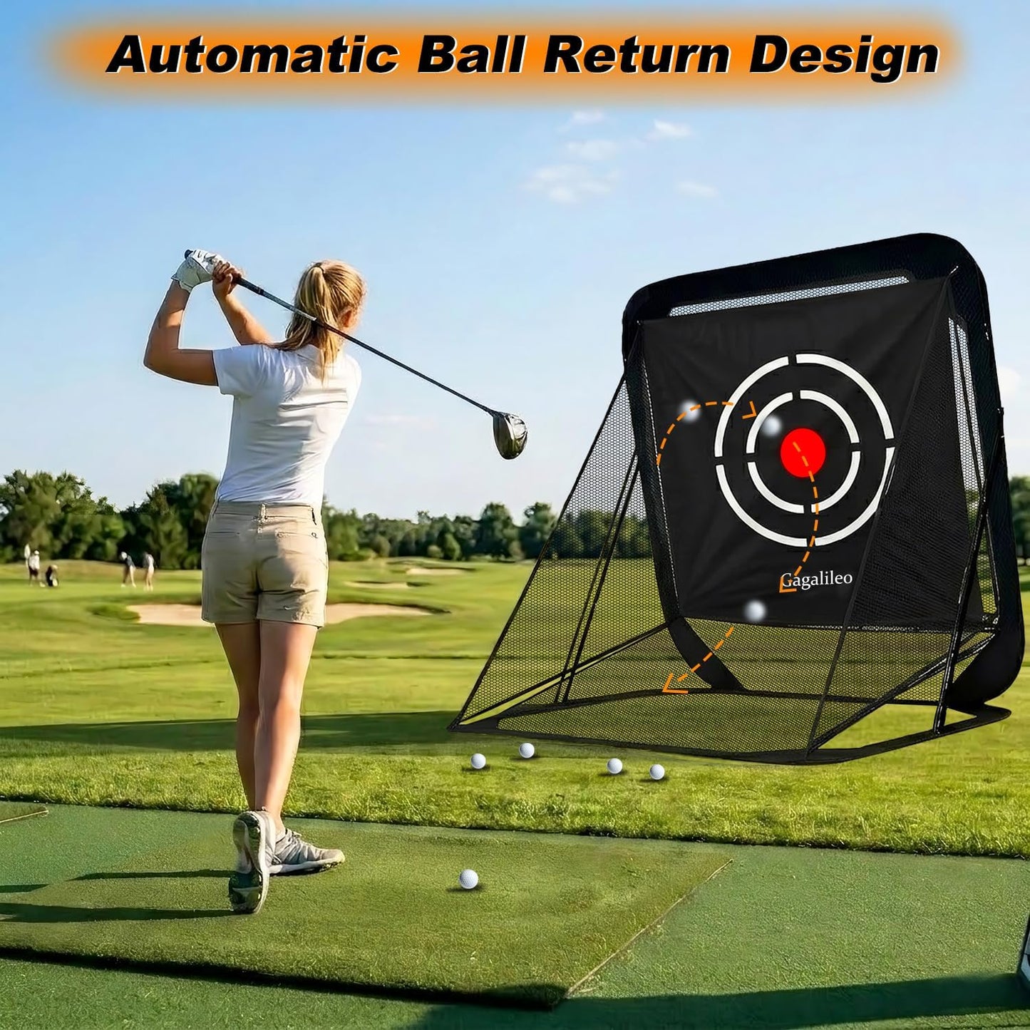 Golf Pop-Up Hitting Cage: 8X7X7Ft Practice Net with Target Portable Backyard Garage Training for Driving Chipping Swing Beginners & Golf Enthusiasts