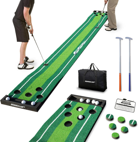 Indoor Putting Green, Foldable Putting Mat Golf Game Set, Golf Gifts for Men with Ball-Collect System