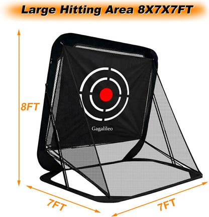 Golf Pop-Up Hitting Cage: 8X7X7Ft Practice Net with Target Portable Backyard Garage Training for Driving Chipping Swing Beginners & Golf Enthusiasts