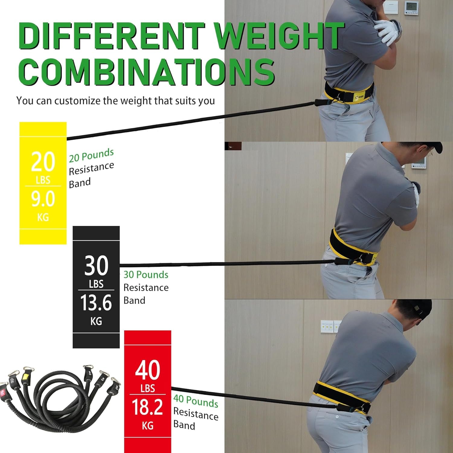 olf Core Strength Trainer Swing Power Training Equipment, Golfing Exercise Resistance Bands Indoor Golf Fitness Equipment to Improve Speed Strength Flexibility Rotation Swing Posture